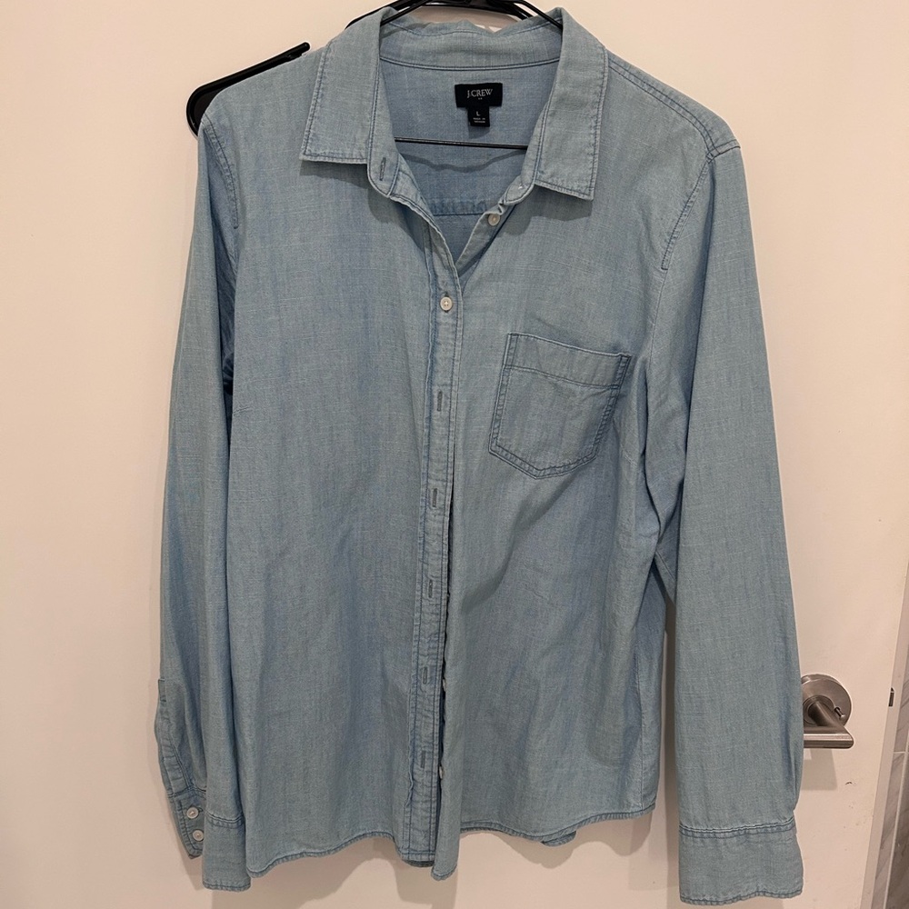J. Crew Light Blue Denim Button-Up Shirt - Women's